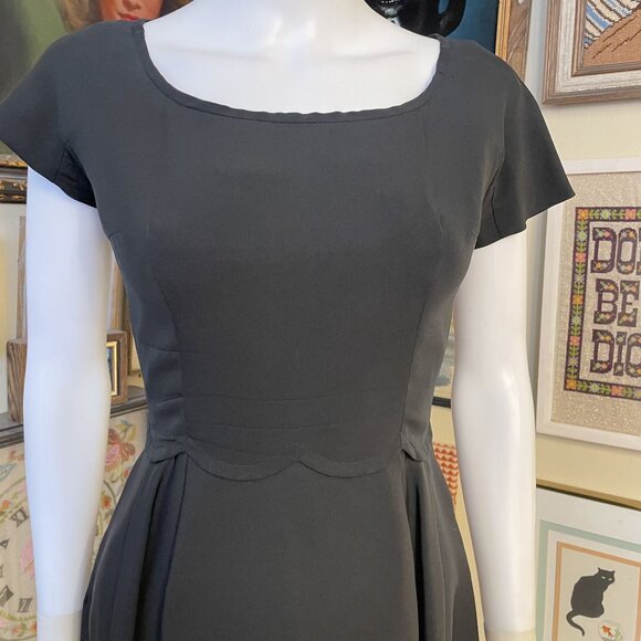 50s Vintage Nathan-Strong by August Black Cap Sleeve Scoop Neck Dress Size SM - Picture 2 of 6